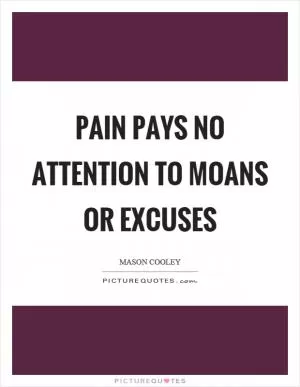 Pain pays no attention to moans or excuses Picture Quote #1