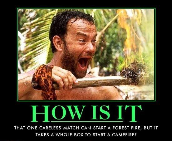 How is it that one careless match can start a forest fire, but it takes a whole box to start a campfire? Picture Quote #1