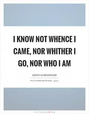 I know not whence I came, nor whither I go, nor who I am Picture Quote #1
