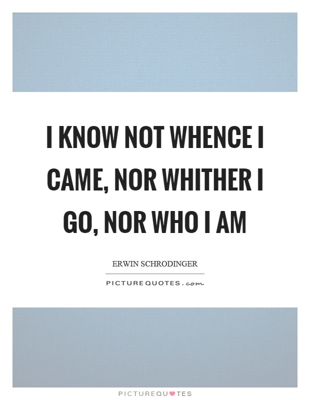 I know not whence I came, nor whither I go, nor who I am Picture Quote #1