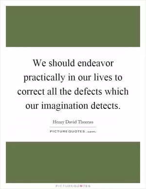 We should endeavor practically in our lives to correct all the defects which our imagination detects Picture Quote #1