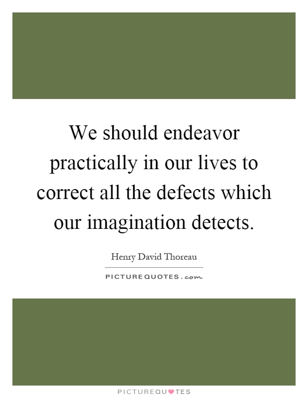 We should endeavor practically in our lives to correct all the defects which our imagination detects Picture Quote #1