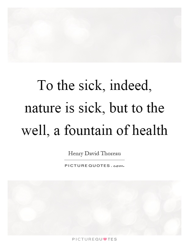 To the sick, indeed, nature is sick, but to the well, a fountain of health Picture Quote #1