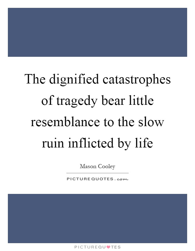 The dignified catastrophes of tragedy bear little resemblance to the slow ruin inflicted by life Picture Quote #1