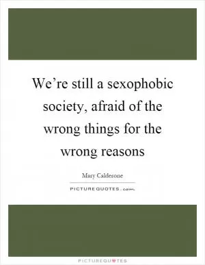 We’re still a sexophobic society, afraid of the wrong things for the wrong reasons Picture Quote #1