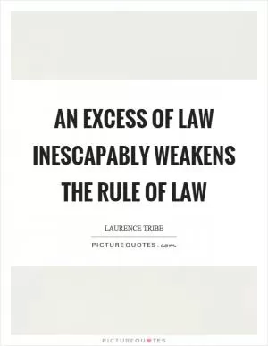 An excess of law inescapably weakens the rule of law Picture Quote #1