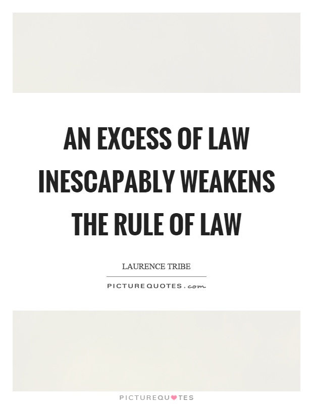 An excess of law inescapably weakens the rule of law Picture Quote #1
