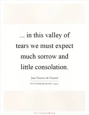 ... in this valley of tears we must expect much sorrow and little consolation Picture Quote #1