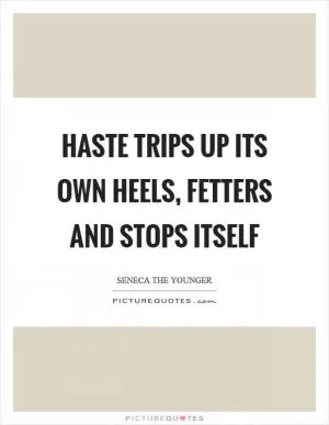 Haste trips up its own heels, fetters and stops itself Picture Quote #1
