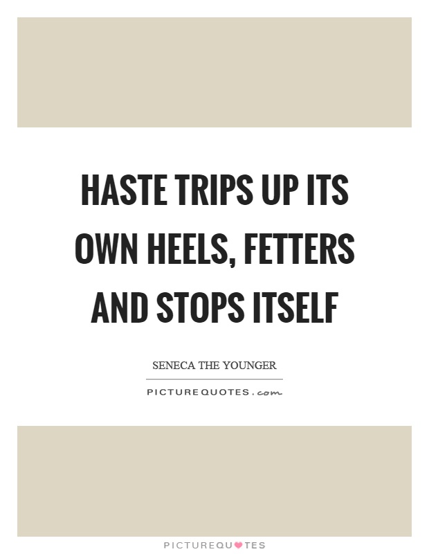 Haste trips up its own heels, fetters and stops itself Picture Quote #1