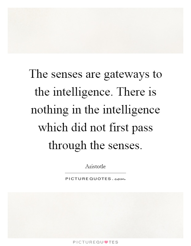 The senses are gateways to the intelligence. There is nothing in the intelligence which did not first pass through the senses Picture Quote #1