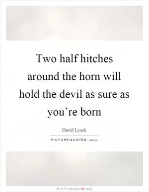 Two half hitches around the horn will hold the devil as sure as you’re born Picture Quote #1