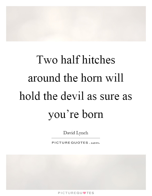 Two half hitches around the horn will hold the devil as sure as you're born Picture Quote #1