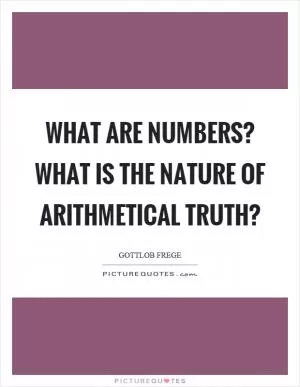 What are numbers? What is the nature of arithmetical truth? Picture Quote #1