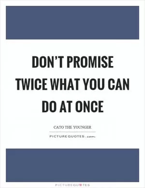 Don’t promise twice what you can do at once Picture Quote #1