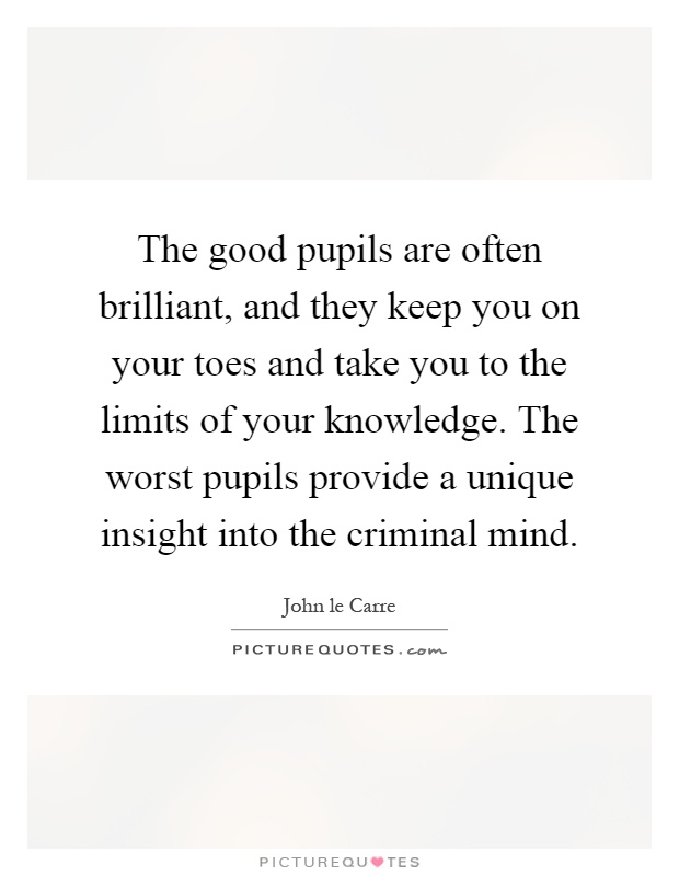 The good pupils are often brilliant, and they keep you on your toes and take you to the limits of your knowledge. The worst pupils provide a unique insight into the criminal mind Picture Quote #1