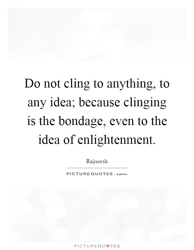 Do not cling to anything, to any idea; because clinging is the bondage, even to the idea of enlightenment Picture Quote #1