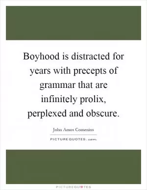 Boyhood is distracted for years with precepts of grammar that are infinitely prolix, perplexed and obscure Picture Quote #1