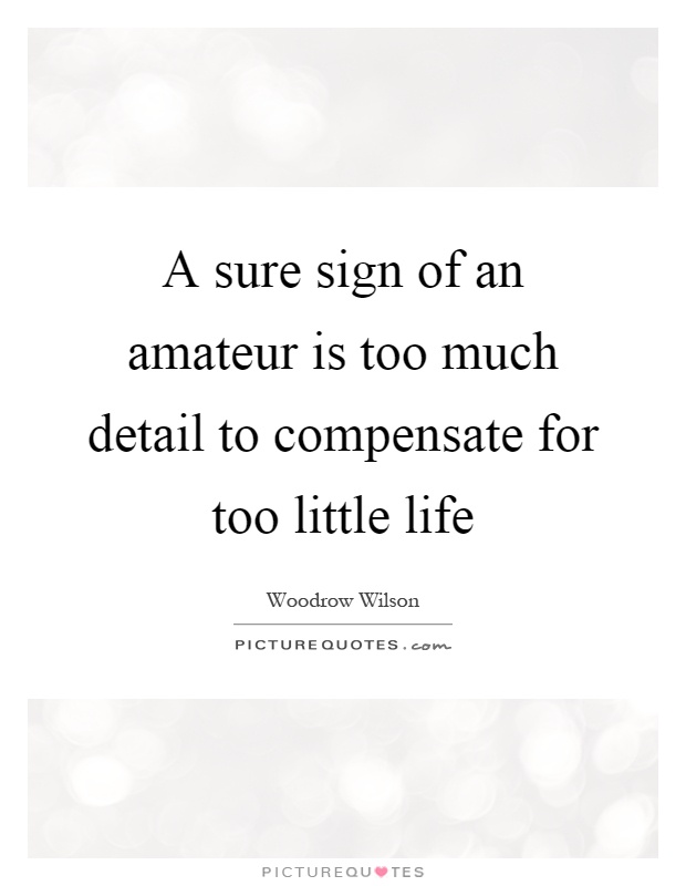 A sure sign of an amateur is too much detail to compensate for too little life Picture Quote #1