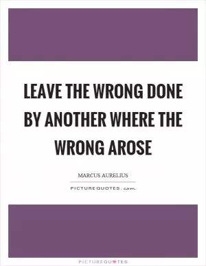 Leave the wrong done by another where the wrong arose Picture Quote #1