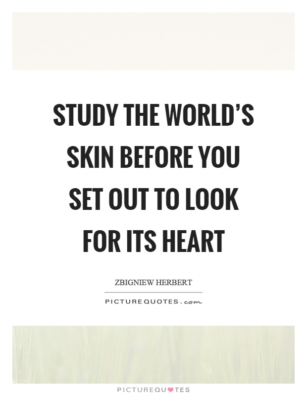 Study the world's skin before you set out to look for its heart Picture Quote #1