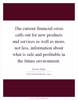 The current financial crisis calls out for new products and services as well as more, not less, information about what is safe and profitable in the future environment Picture Quote #1