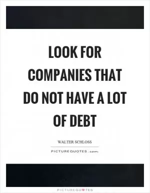 Look for companies that do not have a lot of debt Picture Quote #1