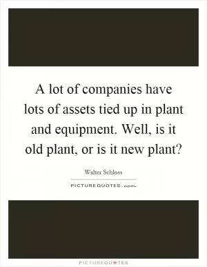 A lot of companies have lots of assets tied up in plant and equipment. Well, is it old plant, or is it new plant? Picture Quote #1