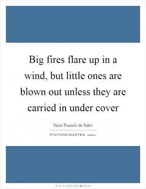 Big fires flare up in a wind, but little ones are blown out unless they are carried in under cover Picture Quote #1