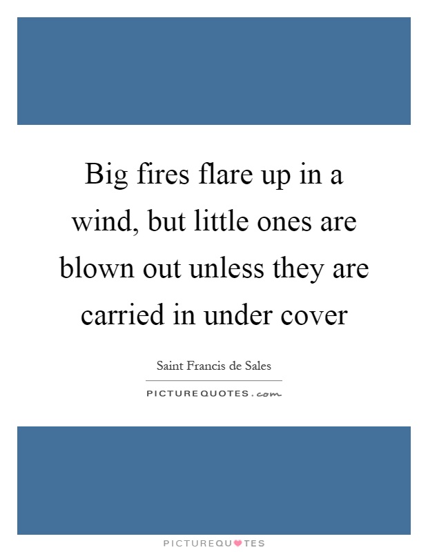 Big fires flare up in a wind, but little ones are blown out unless they are carried in under cover Picture Quote #1