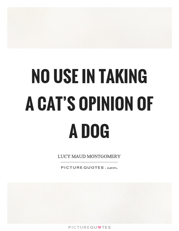 No use in taking a cat's opinion of a dog Picture Quote #1