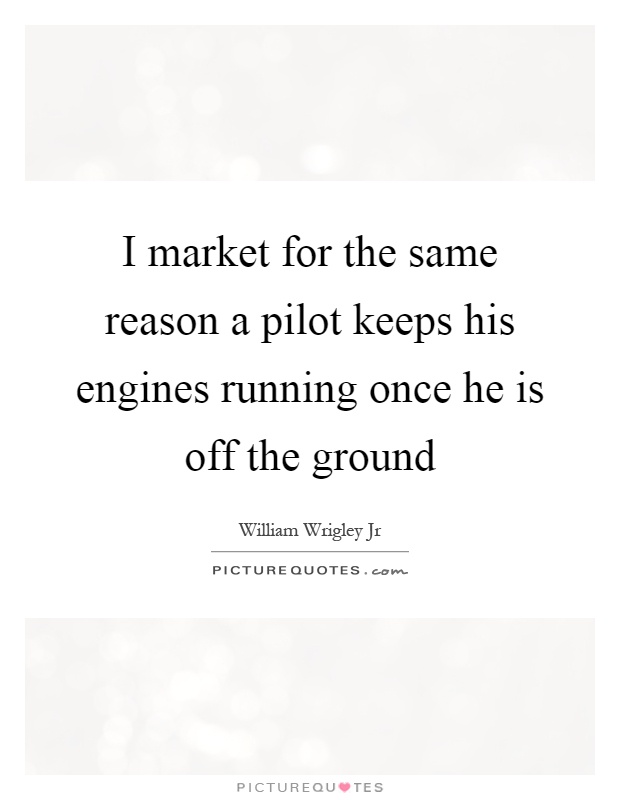 I market for the same reason a pilot keeps his engines running once he is off the ground Picture Quote #1