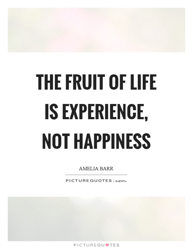 The fruit of life is experience, not happiness Picture Quote #1