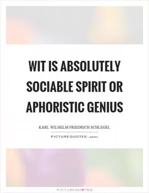 Wit is absolutely sociable spirit or aphoristic genius Picture Quote #1
