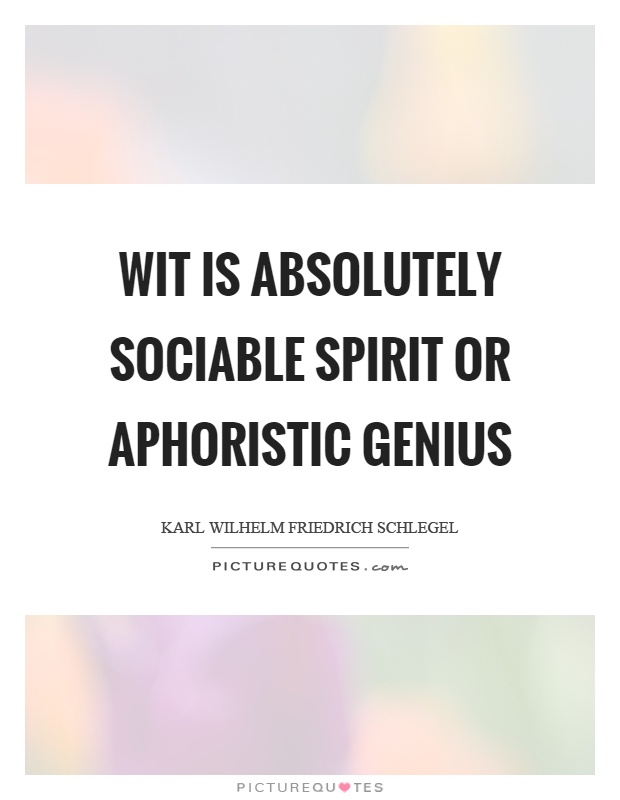 Wit is absolutely sociable spirit or aphoristic genius Picture Quote #1