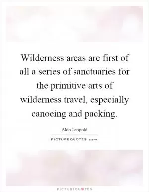 Wilderness areas are first of all a series of sanctuaries for the primitive arts of wilderness travel, especially canoeing and packing Picture Quote #1
