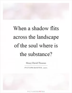 When a shadow flits across the landscape of the soul where is the substance? Picture Quote #1