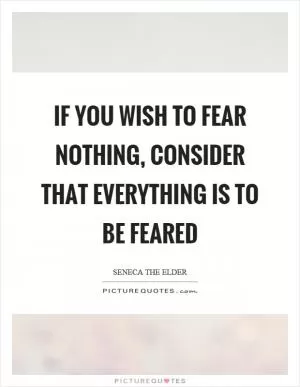 If you wish to fear nothing, consider that everything is to be feared Picture Quote #1
