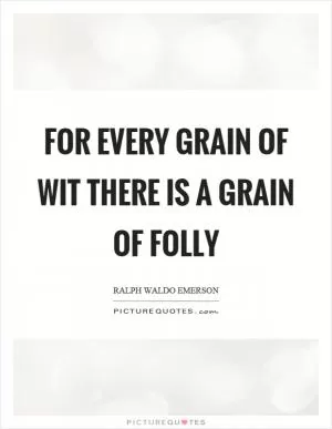 For every grain of wit there is a grain of folly Picture Quote #1