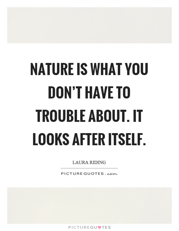 Nature is what you don't have to trouble about. It looks after itself Picture Quote #1