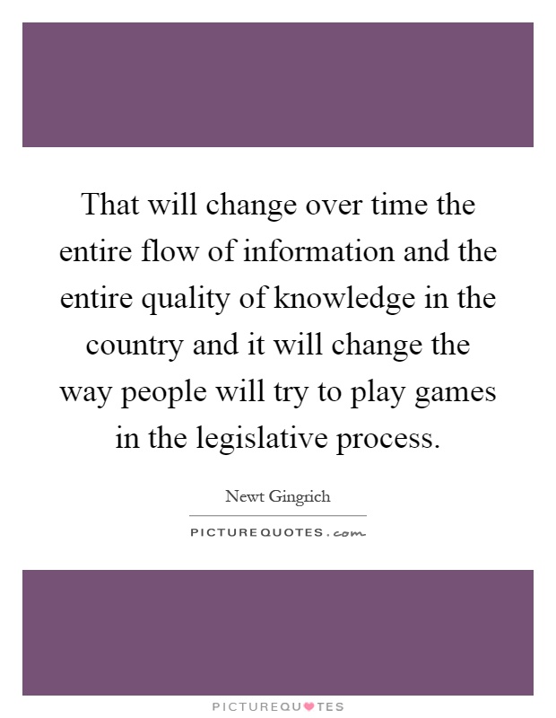 That will change over time the entire flow of information and the entire quality of knowledge in the country and it will change the way people will try to play games in the legislative process Picture Quote #1