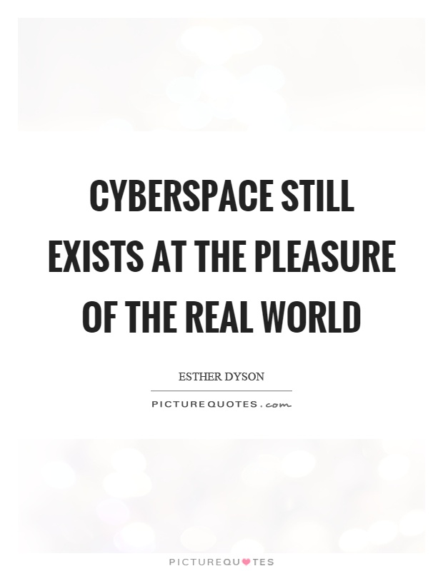 Cyberspace still exists at the pleasure of the real world Picture Quote #1