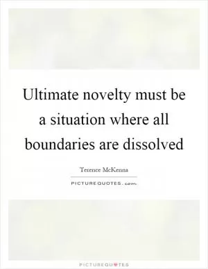 Ultimate novelty must be a situation where all boundaries are dissolved Picture Quote #1
