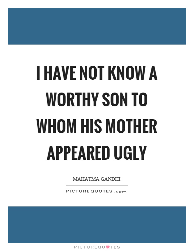 I have not know a worthy son to whom his mother appeared ugly Picture Quote #1