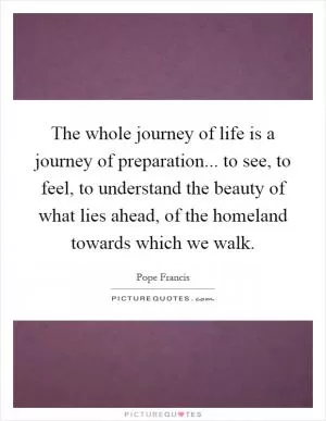 The whole journey of life is a journey of preparation... to see, to feel, to understand the beauty of what lies ahead, of the homeland towards which we walk Picture Quote #1