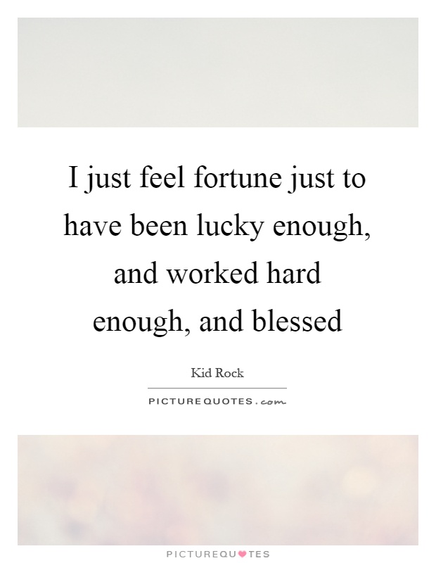 I just feel fortune just to have been lucky enough, and worked hard enough, and blessed Picture Quote #1