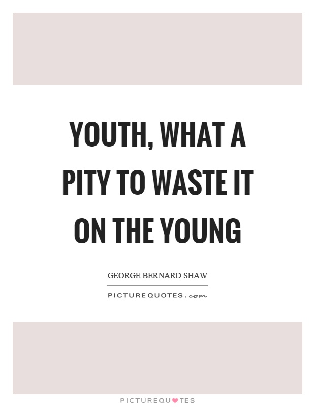Youth, what a pity to waste it on the young Picture Quote #1