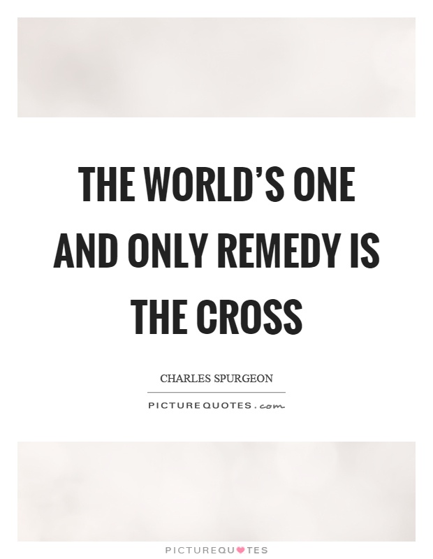 The world's one and only remedy is the cross Picture Quote #1