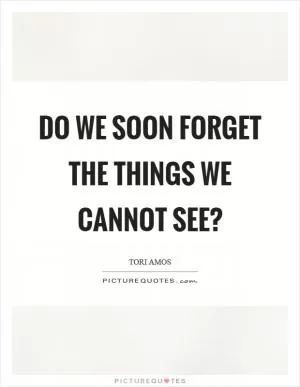 Do we soon forget the things we cannot see? Picture Quote #1