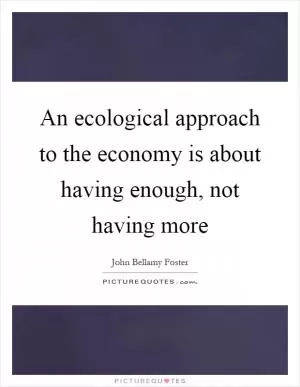 An ecological approach to the economy is about having enough, not having more Picture Quote #1